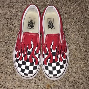 Vans Slip-on, red/ black and white, size 8/9.5